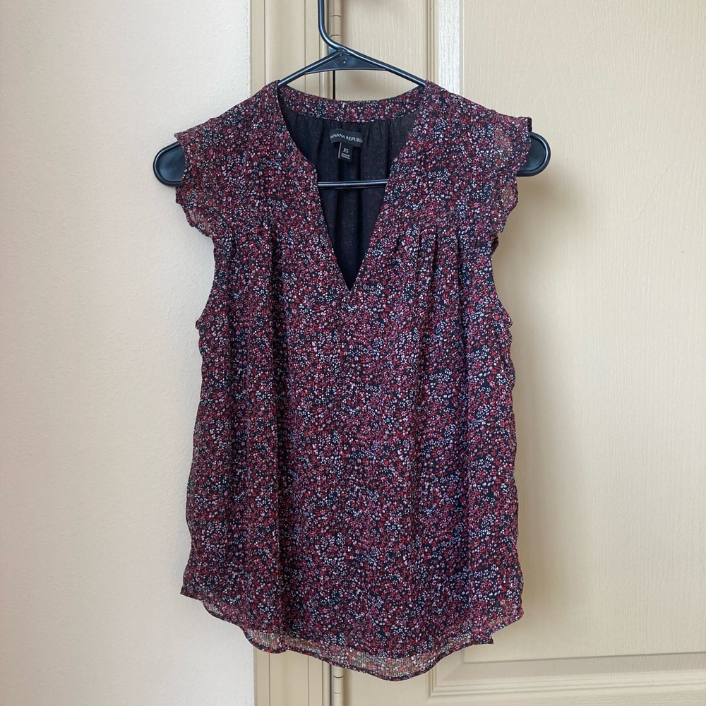 Banana Republic Floral Red & Pink Sleeveless Top